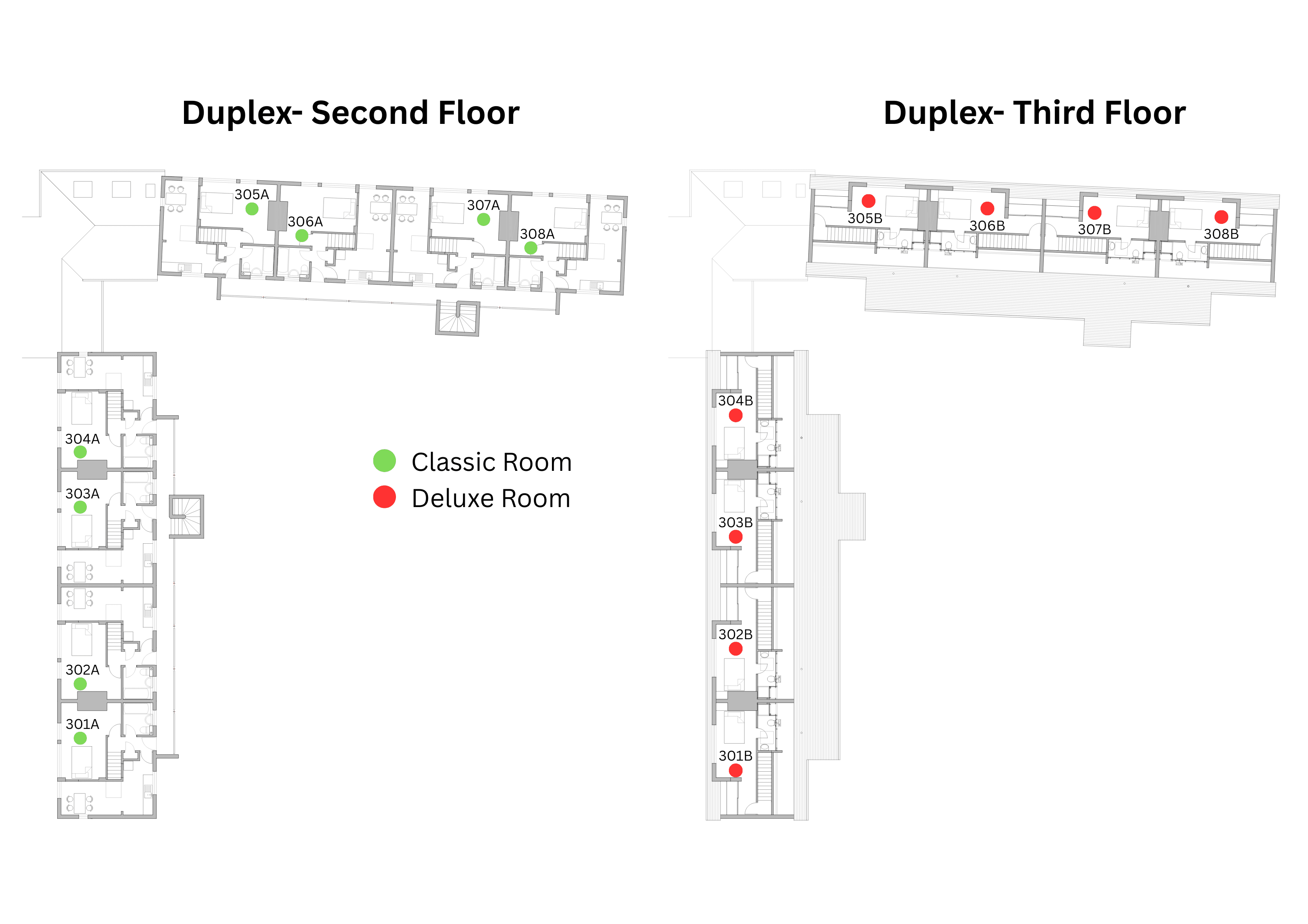 2 bed duplex floor plan at Duncan Smith House for the second floor layout